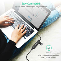 Choetech USB C to 3 x USB 3.0 & Gigabit Ethernet Hub works with MacBook Pro/iPad Pro 2018