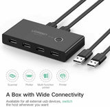 UGREEN USB 2.0 Sharing Switch, 2 Computers 4 Port USB Peripheral Switcher Adapter for PC, Printer, Scanner, Mouse, Keyboard with One-Button Swapping