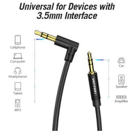 Premium AUX Cable 3.5mm Right Angle Audio Male to Male Auxiliary Stereo Cord