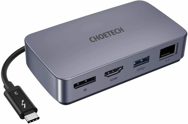 CHOETECH Thunderbolt 3 Certified Dock HDMI DP Ethernet Ports Supports 5K Display