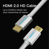 HDMI 2M Cable Cotton Braided TV Projector LCD LED HDMI 2.0 4K 60Hz 3D 1080p