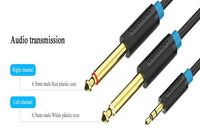 3.5mm to Dual 6.5mm 1/4 Inch Stereo Aux Cable Gold Plated 0.5M/1M/1.5M/2M/3M/5M