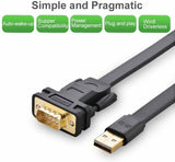 UGREEN 1M 2M Flat USB 2.0 to RS232 DB9 Serial Cable Converter with FTDI Chipset