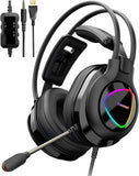 Tronsmart Gaming Headset, Professional Gaming Headphones for PC PS5 PS4 LED Noise Cancelling Volume Control Over-ear Headphone with Mic