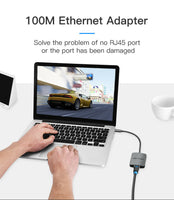 Vention Type-C to 100Mbps Ethernet Adapter 0.1M - Gray Metal Body