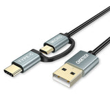 CHOETECH 2 in 1 USB Type C+Micro USB Charge & Sync Cable (4ft/1.2m)