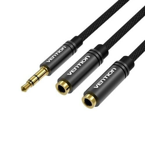 AUX Splitter 3.5mm Male to 2 x 3.5mm Female Stereo Splitter Cable 0.3M - Black