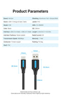 Vention 0.25m USB 2.0 A Male to USB C Male Fast Charging Cable for phones