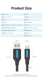 Vention 0.25m USB 2.0 A Male to Micro USB Male Charging Cable for phones