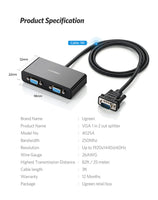 Ugreen VGA Splitter 1 in 2 Out Monitor 1080P 60Hz for PC to Projector TV Monitor etc