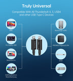 Choetech Thunderbolt 4 Cable 0.8m/2.6ft 40Gbps 8K@30Hz 5K@60Hz Or Dual 4K Video