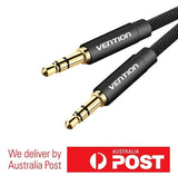 Fabric Braided 3.5mm Male to Male Audio Cable 3M Black Metal Casing - Industry Grade