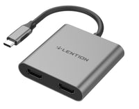 LENTION USB C to Dual HDMI Adapter, [Supports Up to Two 4K/30Hz Monitors] Compatible New Mac, Surface Book 2/Pro 7/Go, XPS 13/15, Windows Laptops