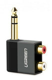 UGREEN 6.35mm Male to 2 RCA Female Adapter for TV HiFi Mixer Speaker Amplifier