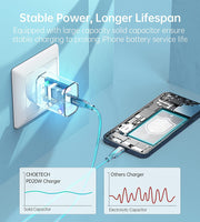 USB C Charger, CHOETECH (2 Pack) 20W Fast Charger, USB C Wall Charger Compatible with iPhone iPad Samsung etc