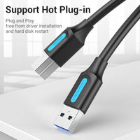 Vention Premium 0.5M 1.5M 3M USB 3.0 Cable A-Male to B-Male for Printer, Server, External HDD, Hubs etc