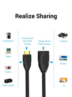 Vention 1m Mini HDMI to HDMI Extension Cable for Cameras, TVs etc - 4K Compatible