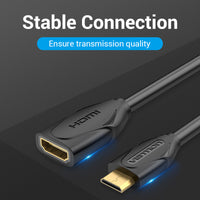 Vention 1m Mini HDMI to HDMI Extension Cable for Cameras, TVs etc - 4K Compatible