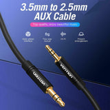 2.5mm Male to 3.5mm Male Record Car AUX Audio Cord Headphone Connect Cable