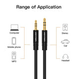 2.5mm Male to 3.5mm Male Record Car AUX Audio Cord Headphone Connect Cable