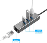 LENTION USB-C to 3-Port USB 3.0 Hub with Gigabit Ethernet LAN Adapter