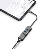 LENTION USB-C to 3-Port USB 3.0 Hub with Gigabit Ethernet LAN Adapter