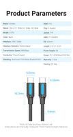 Vention Premium USB-C to USB-C Cable - 100W Power Delivery - 0.5M 1M 1.5M 2M