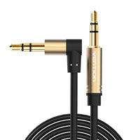 3.5mm Male 90° to 3.5mm Male Aux Stereo Cable 0.5M to 1.5M Black