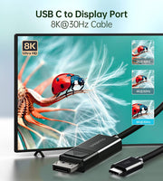 CHOETECH USB C to DisplayPort 8K Cable, 6FT 8K@30Hz 4K@60Hz Compatible with MacBook Pro/Air/Chromebook Pixel