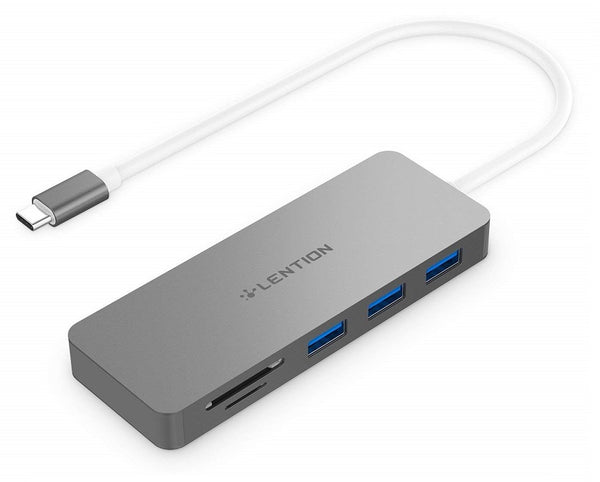 LENTION USB C Hub with 3 USB 3.0 and SD/Micro SD Card Reader Compatible 2020-2016 MacBook Pro 13/15/16, New Mac Air/iPad Pro/Surface, ChromeBook, More