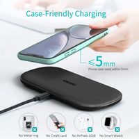 Choetech 10W Dual Wireless Charger with AU Plug Qi Certified for iPhone, Samsung, Airpods etc