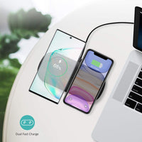 Choetech 10W Dual Wireless Charger with AU Plug Qi Certified for iPhone, Samsung, Airpods etc