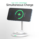 Choetech 2 in 1 MagLeap Wireless Charger Stand - Silver - Wireless Charging for iPhone 12 11 Samsung airpods etc